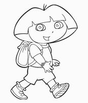 coloriage dora va a l ecole